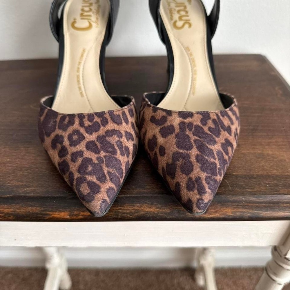 Leopard Pointed Toe Heel Black Size 7.5‎ animal print - Picture 2 of 7